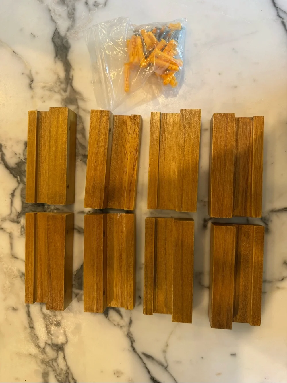 Vinyl Record Wall Display Ledge Set in Natural Wood - 8 count